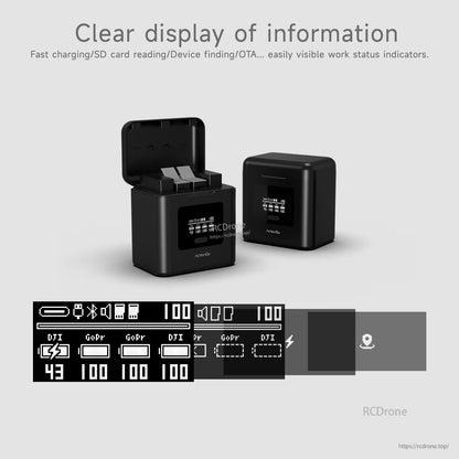 ISDT ActionGo ACG247 power bank charger with LCD status screen, showing two black units and battery slots