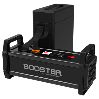 ISDT Booster B80 smart LiPo balance charger with carry handle, display panel, and 3000W/40A rating