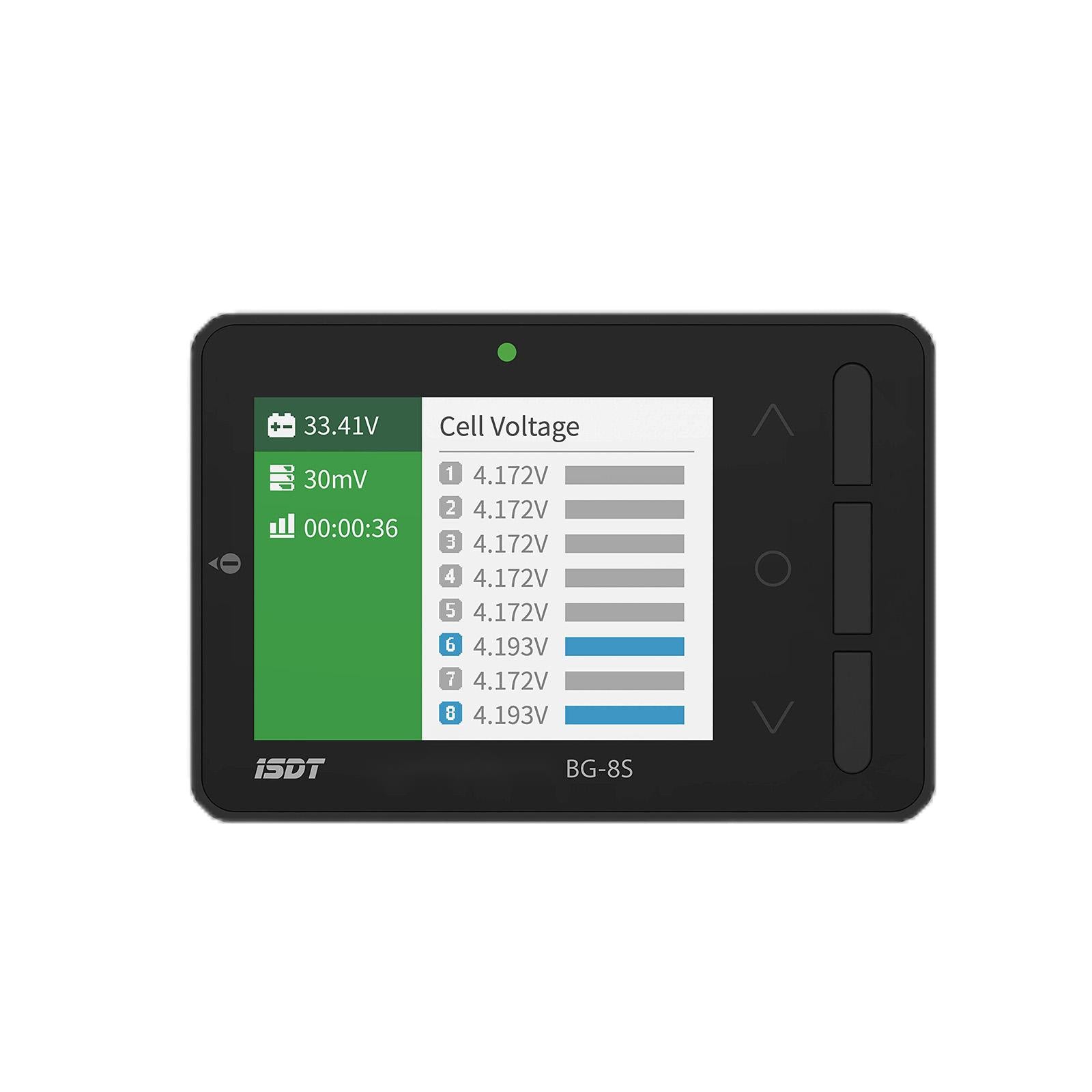 ISDT BG-8S 배터리 미터기, IPS LCD 1-8S 밸런스 체커 (LiPo/LiHV/LiFe/LiIon용), QC US ...
