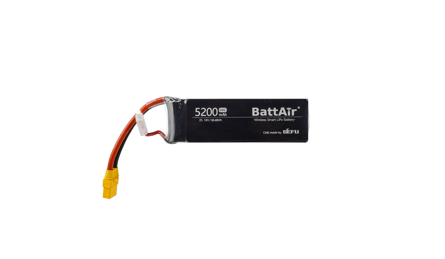 ISDT BattAir 2S 5200mAh 80C Smart RC LiPo Battery, ISDT BattAir 5200mAh 2S 7.4V smart LiPo battery pack with XT60 power lead and balance connector