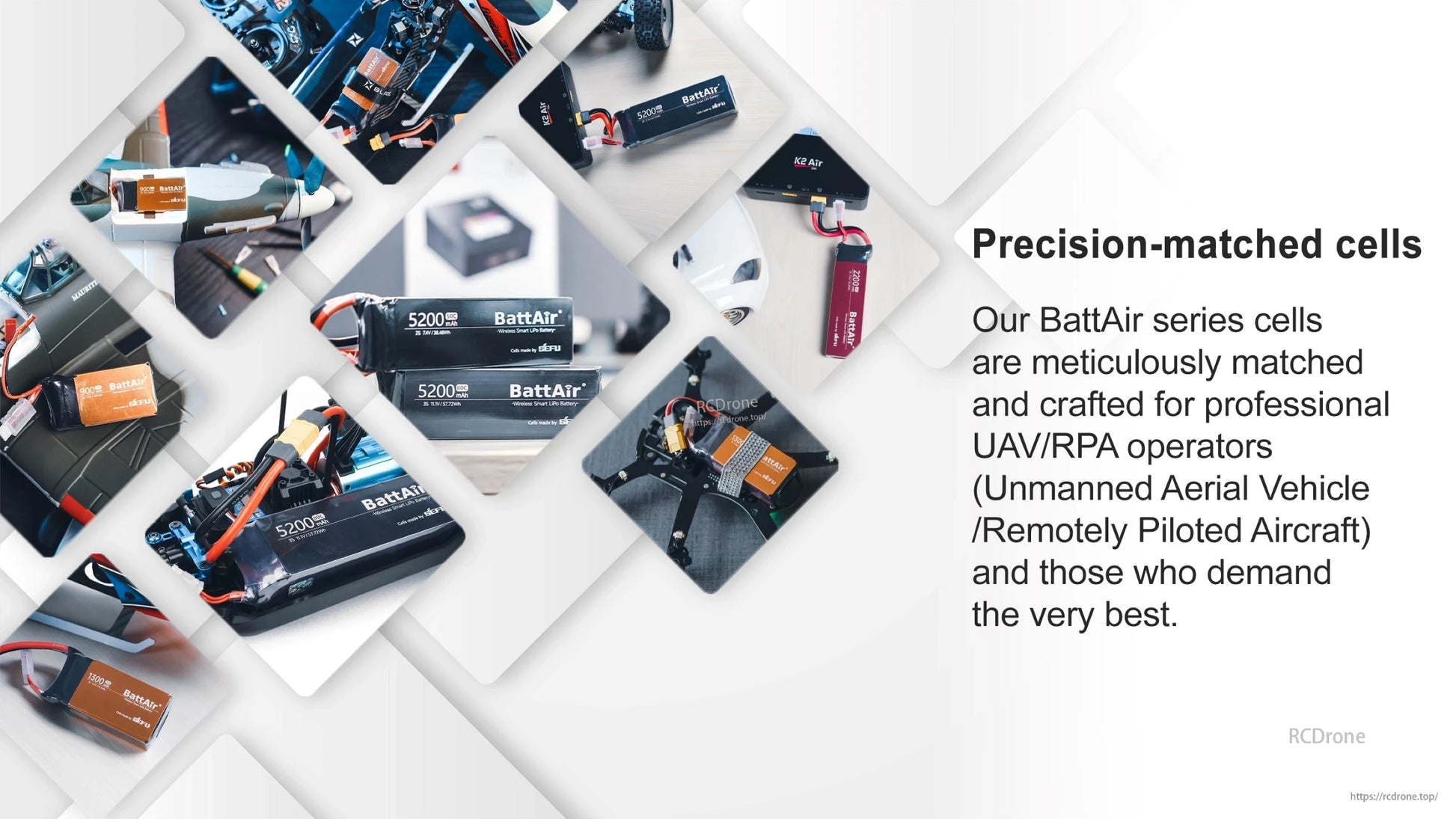 ISDT BattAir 2S 5200mAh 80C Smart RC LiPo Battery, ISDT BattAir 2S 5200mAh RC LiPo battery pack labeled 80C, shown installed in drones and RC aircraft.