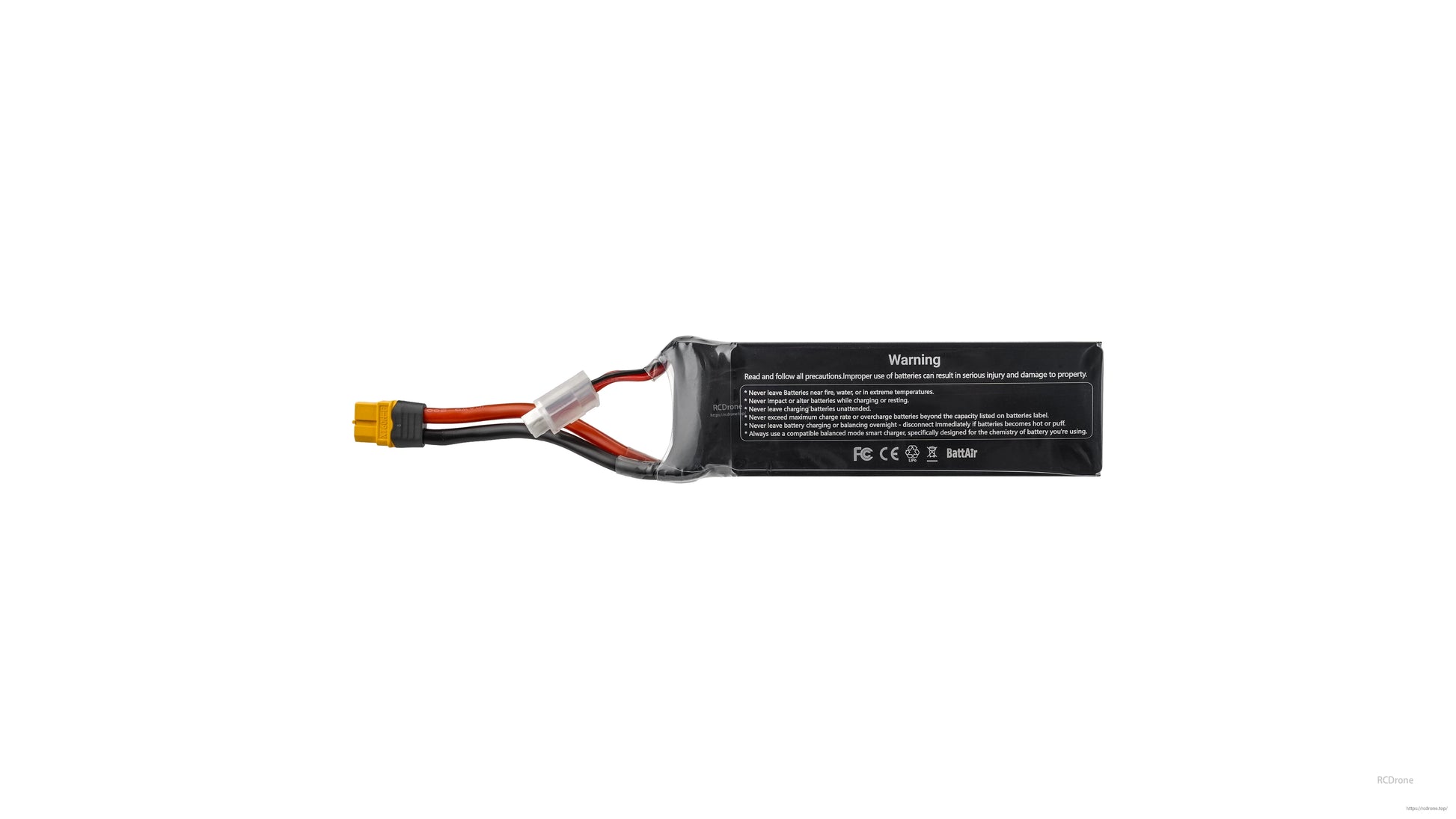ISDT BattAir 3S 5200mAh 80C Smart LiPo Battery, ISDT BattAir smart LiPo battery pack with black shrink wrap, warning label, and yellow XT60-style connector lead