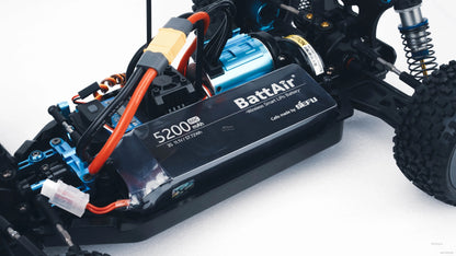 ISDT BattAir 3S 5200mAh 80C smart LiPo battery pack with main lead and balance plug mounted in an RC car