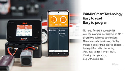 Batería inteligente ISDT BattAir RC LiPo 2S 5200mAh 80C paquete de 2, monitoreo por app & Registros de ciclos