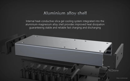 ISDT N16 battery charger aluminium alloy shell with heat-conductive silica gel cooling system text overlay