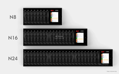 ISDT N8 Battery Charger, ISDT N8 multi-slot battery charger with eight charging bays and a color display on the right side