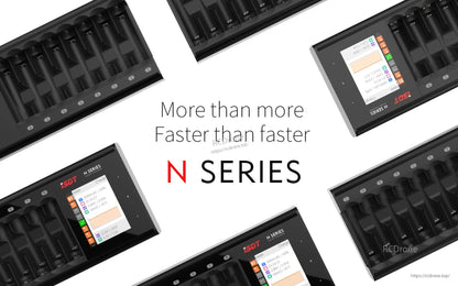 ISDT N8 Battery Charger, ISDT N8 N Series multi-slot battery charger with eight bays and color screen with channel controls