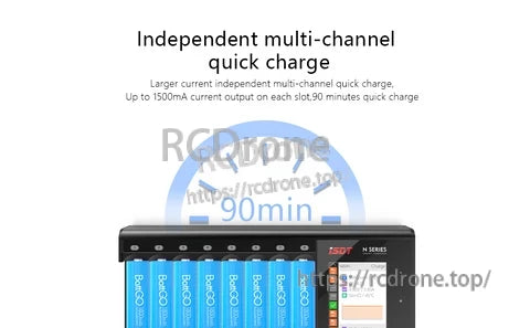 ISDT N8 Battery Charger, ISDT N8 8-slot battery charger with independent multi-channel charging and built-in screen display