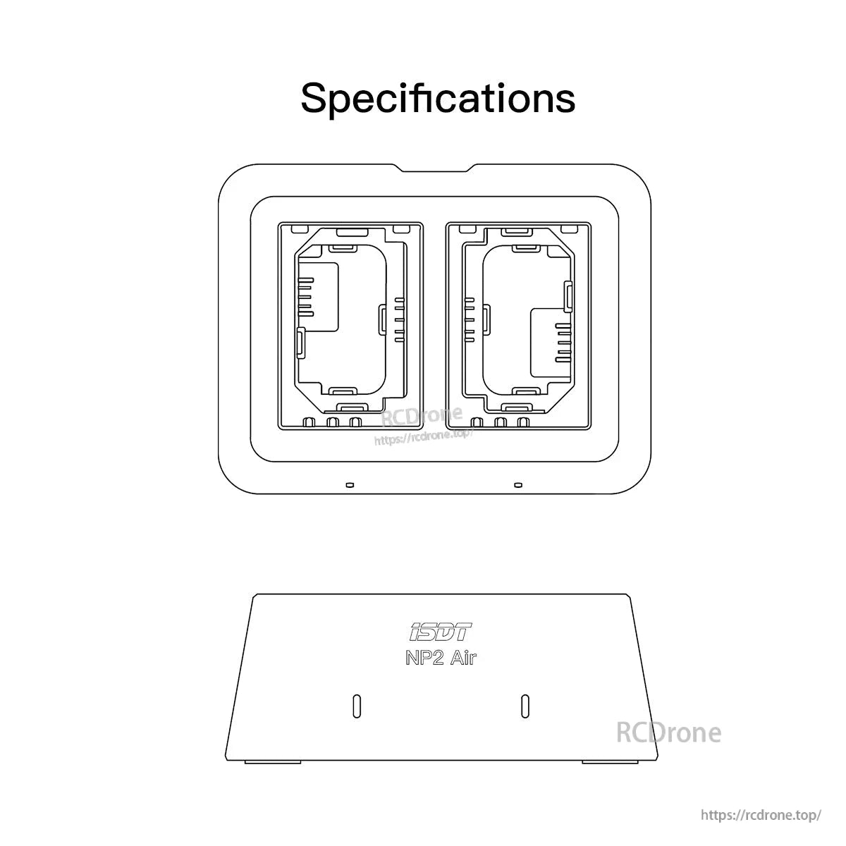 ISDT NP2 Air camera battery charger design with two battery charging slots and a low-profile body