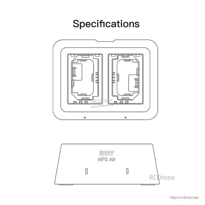 ISDT NP2 Air camera battery charger design with two battery charging slots and a low-profile body
