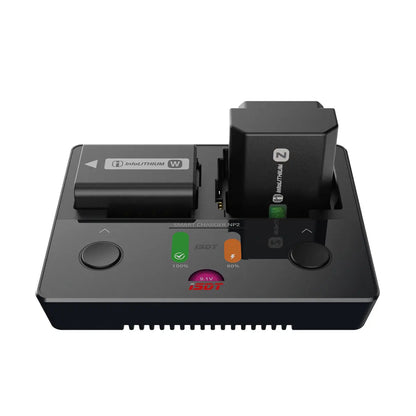 ISDT NP2 Camera Battery Charger, ISDT NP2 smart camera battery charger with dual slots, charging Sony InfoLITHIUM W and Z batteries