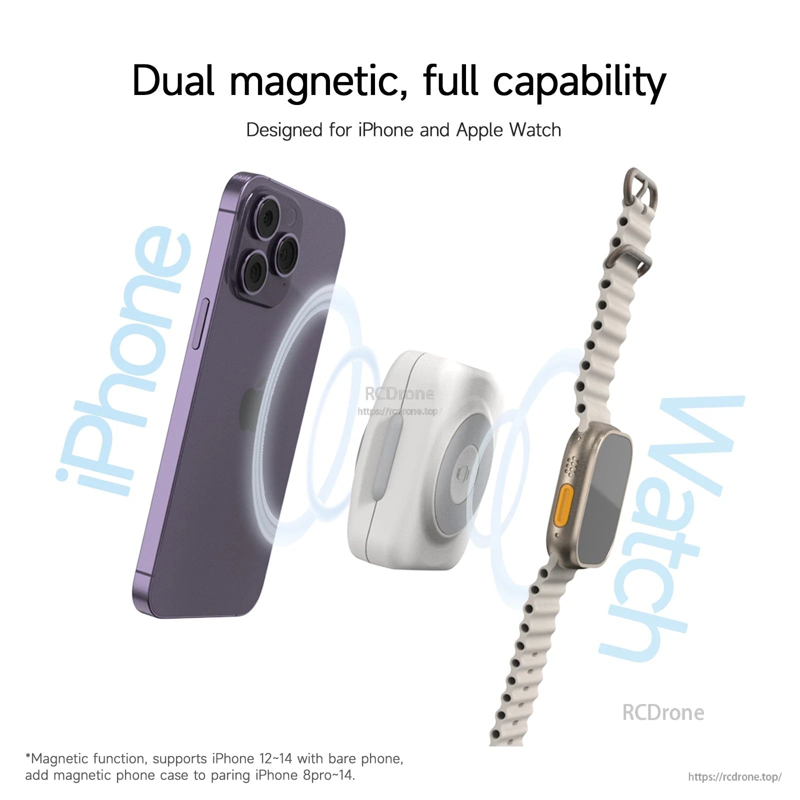 ISDT PB10 DW Portable Power Bank, ISDT PB10 DW portable magnetic power bank designed for iPhone with Apple Watch charging support