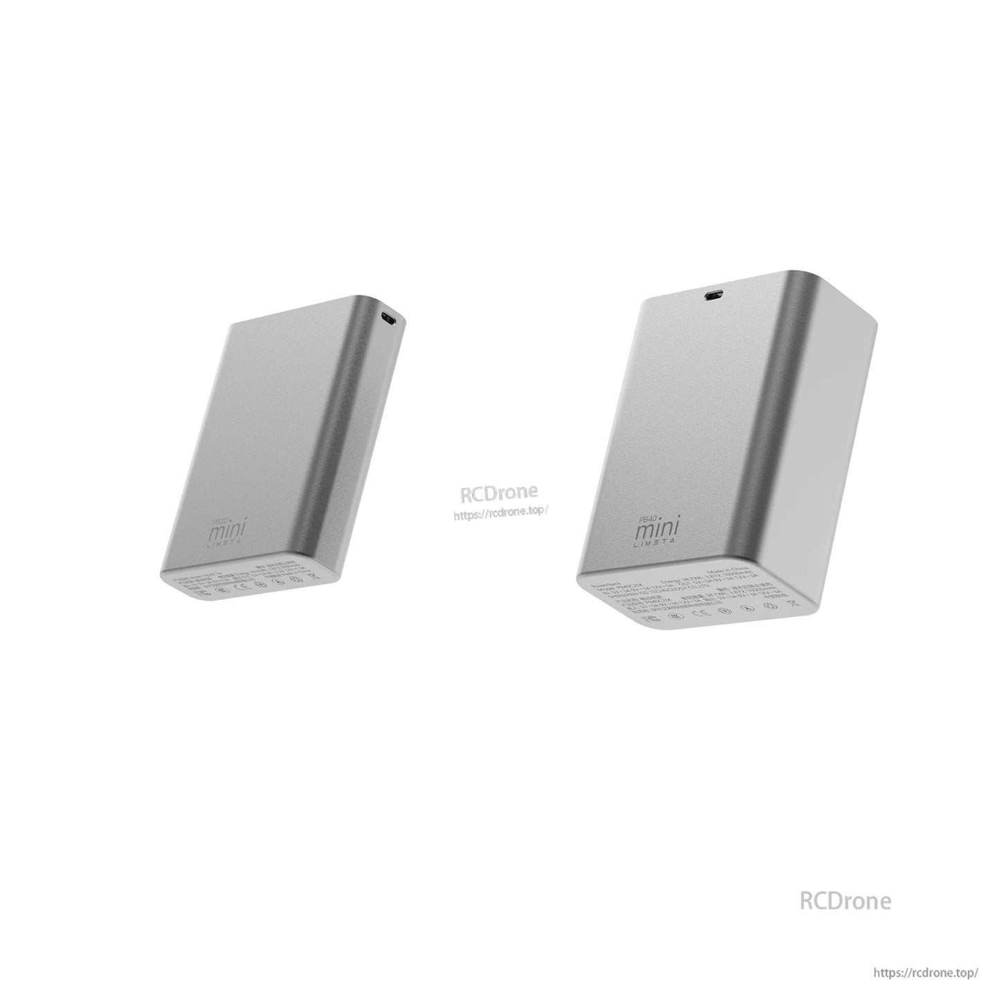 ISDT PB40 Mini power bank in silver aluminum case with a single top charging port and PB40 mini branding