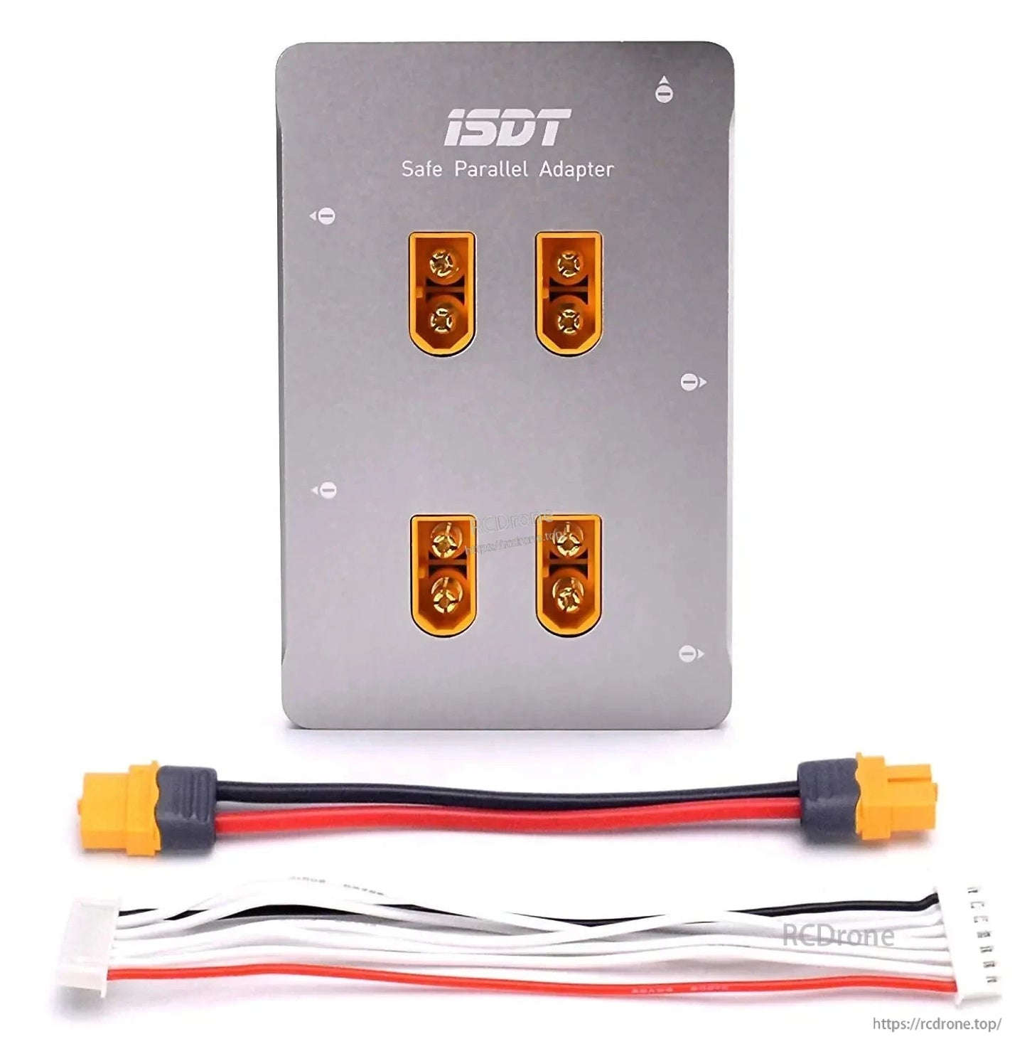 ISDT Safe Parallel Adapter PC-4860S charging board with four XT60 ports, plus XT60 lead and balance cable