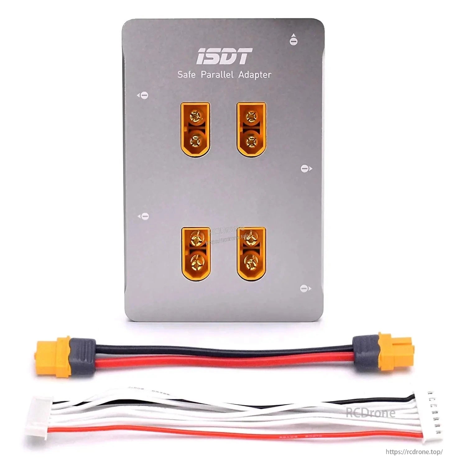 ISDT Safe Parallel Adapter PC-4860S charging board with four XT60 ports, plus XT60 lead and balance cable