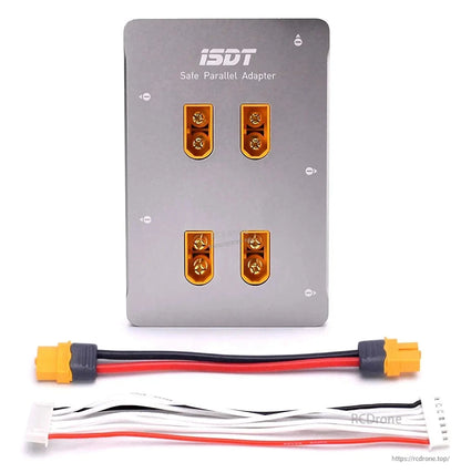 ISDT Safe Parallel Adapter PC-4860S charging board with four XT60 ports, plus XT60 lead and balance cable