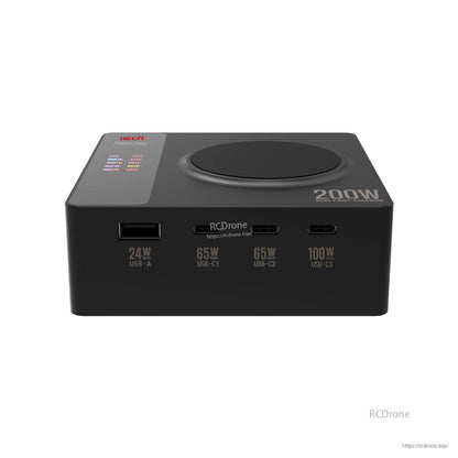 ISDT Power 200H USB-C Desktop Charger, ISDT Power 200H 200W desktop charger with 24W USB-A and three USB-C ports (65W, 65W, 100W)