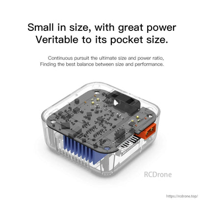 ISDT Q8 MAX DC LiPo battery charger cutaway showing internal circuit board, heatsink, and XT60-style connector