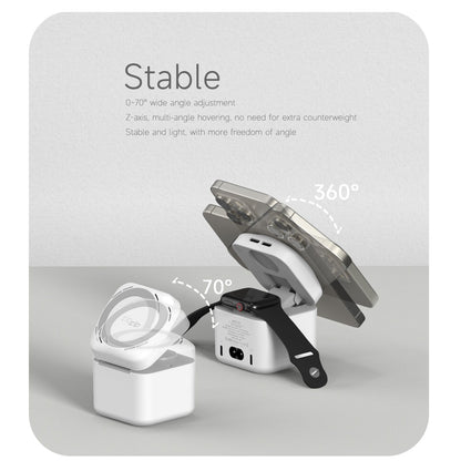 ISDT zip MagSafe charger stand with magnetic charging pad, 70° tilt adjustment and 360° rotating hinge