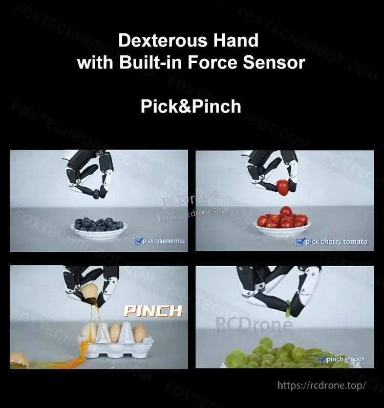 Inspire Robots RH56DFTP Dexterous Robot Hand, The Dexterous Robot Hand has a built-in force sensor for precise fruit and veggie handling.