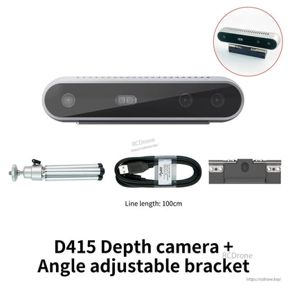 D415 depth camera kit plus angle-adjustable bracket, includes USB cable (100 cm) and mount