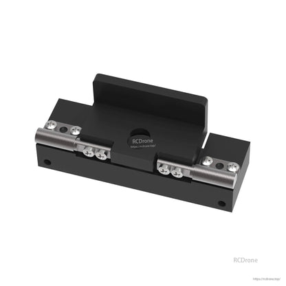 Angle-adjustable mounting bracket close-up with screws and metal hinge hardware