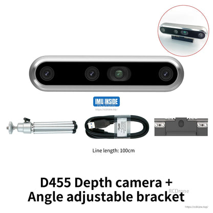 D455 depth camera kit plus angle-adjustable bracket, includes USB cable (100 cm) and mount