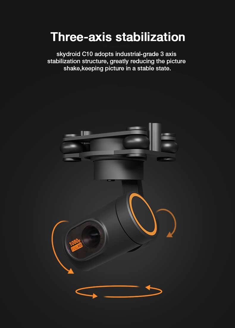 Skydroid C10 Pro Drone Gimbal, Three-axis stabilization for smooth and stable video feed reduces camera shake.