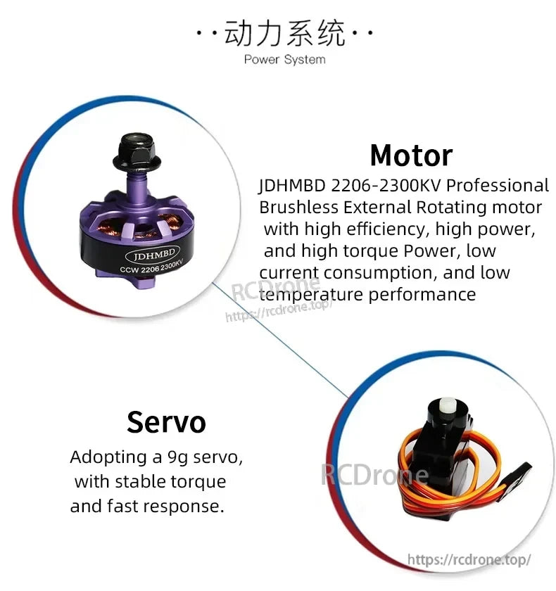 JDHMBD Swamp Dawg RC Air Boat, Brushless motor provides high efficiency, power, and torque with low current and heat; 9g servo ensures stable, responsive performance.
