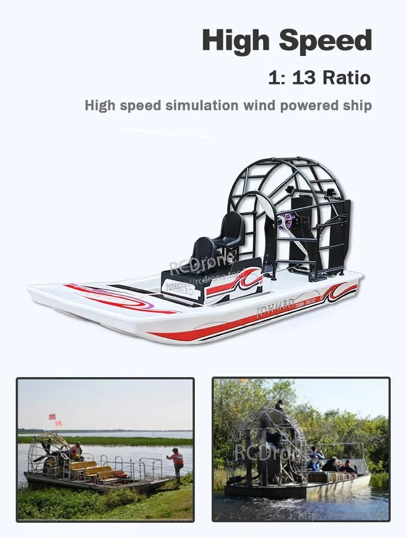JDHMBD Swamp Dawg RC Air Boat, High Speed 1:13 Ratio Wind Powered RC Air Boat Simulation Model