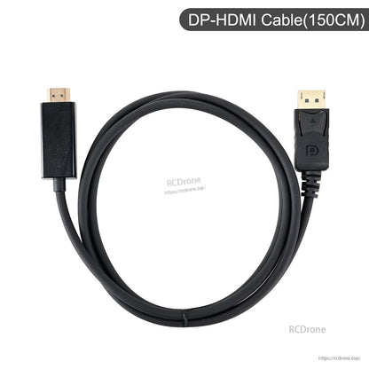 DP to HDMI cable 150cm length shown coiled on white background with DisplayPort and HDMI connectors