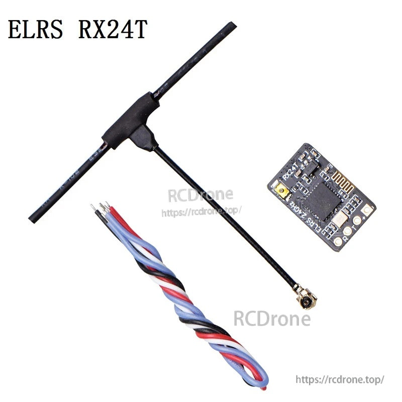 JHEMCU ELRS RX24T 2.4G ExpressLRS receiver kit with coax antenna and 4‑wire harness