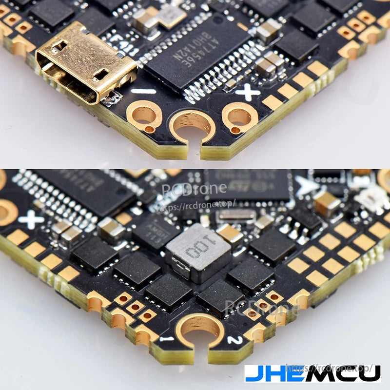 Close-up of micro USB port and corner mounting hole, plus component detail on the board edge