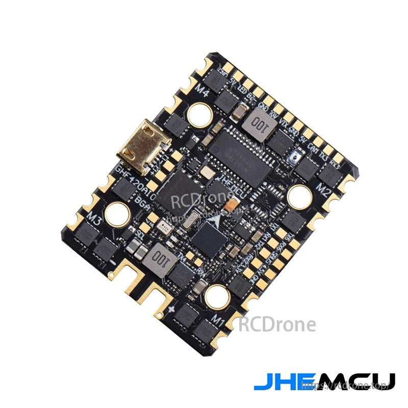 JHEMCU GHF420AIO-BGA F405 AIO flight controller with integrated 40A 4-in-1 ESC, top view