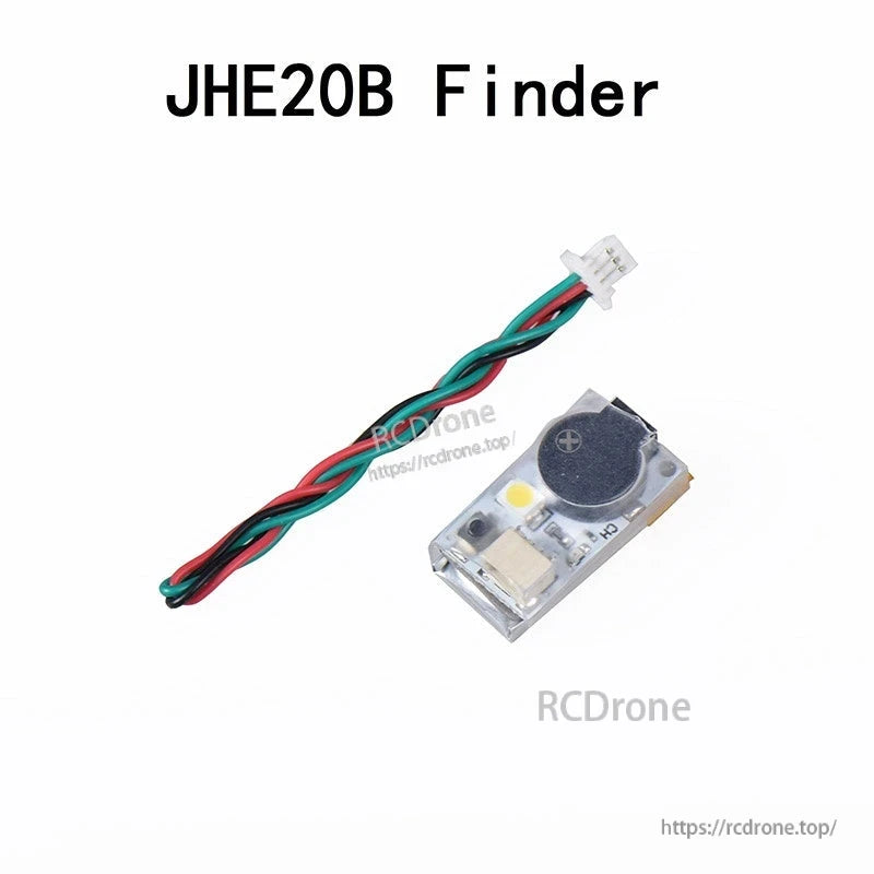 JHE20B Finder buzzer alarm kit layout with wired connector lead on white background