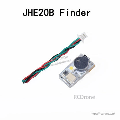 JHE20B Finder buzzer alarm kit layout with wired connector lead on white background