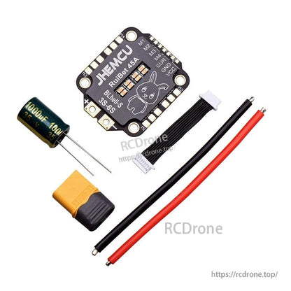 JHEMCU RuiBet 45A 3-6S BLHeli_S 4-in-1 ESC kit with capacitor, XT60 connector, signal cable, power leads