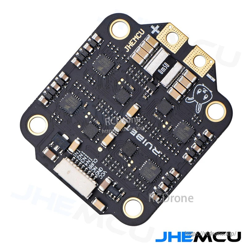 Top-side view of JHEMCU RuiBet 55A 3–6S 4-in-1 FPV drone ESC board with 30.5mm mounting holes