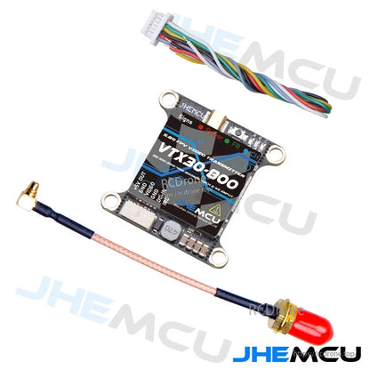 VTX30-800 board with multicolor wire harness and antenna pigtail with RP-SMA cap