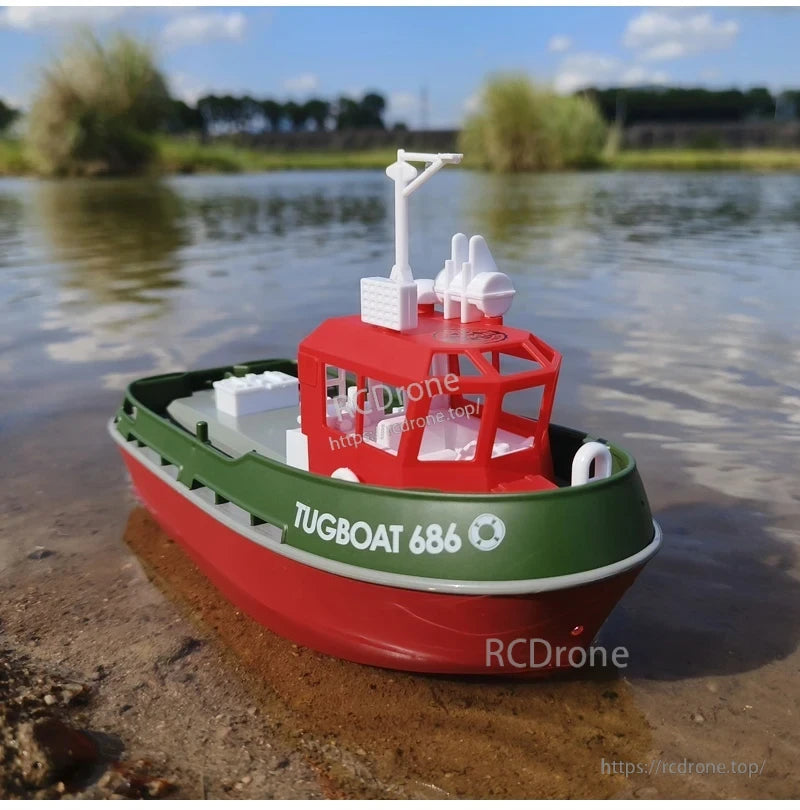 JIKEFUN 686 Remote Control Tugboat, The model arrives ready-to-go and is suitable for ponds, pools, and calm lakes.