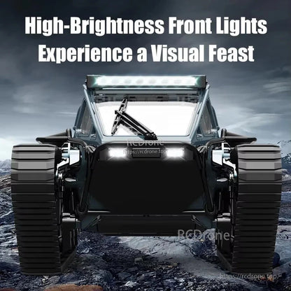 High-brightness front lights, visual feast, tracked RC vehicle, LED illumination.