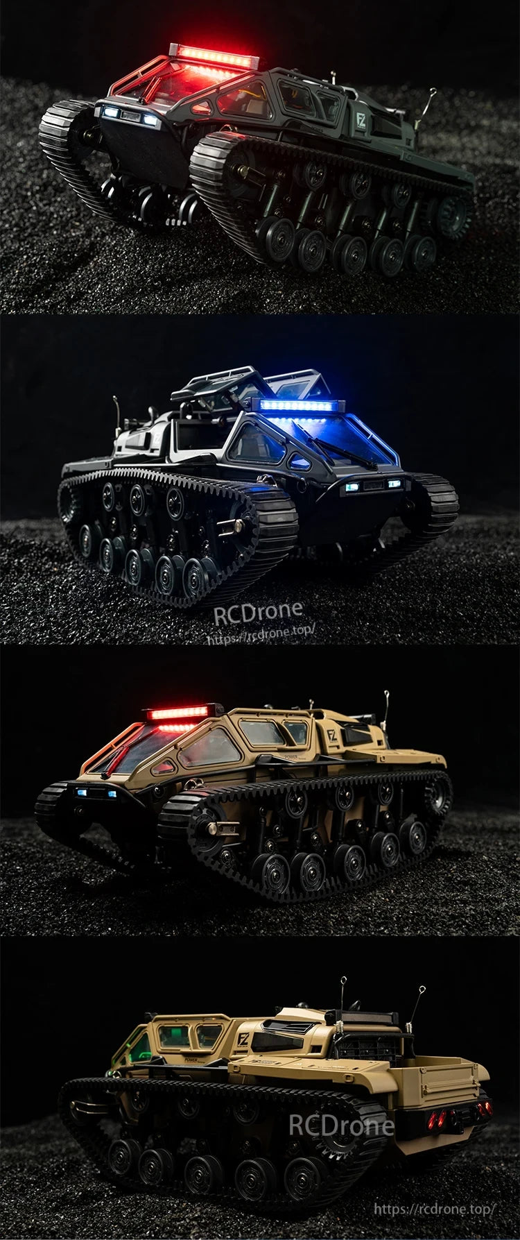 JJRC C8812 RC Tank, Tracked design for off-road performance, enhancing grip on various surfaces and promoting 30° slope climbing.