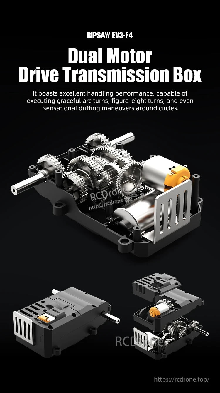 JJRC C8812 RC Tank, RIPSAW EV3-F4 features a dual motor drive transmission for superior handling and drifting performance.