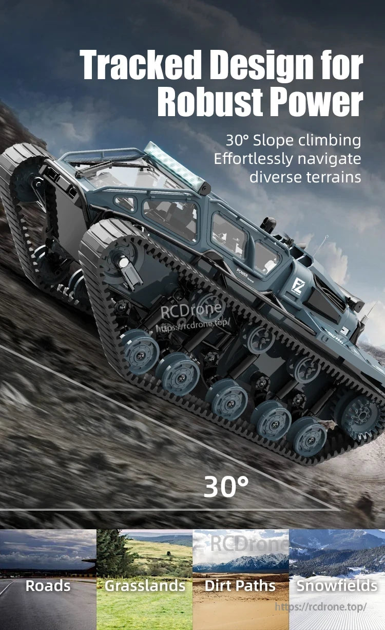 JJRC C8812 RC Tank, Tracked design for robust power navigates diverse terrain types including multiple surfaces efficiently.