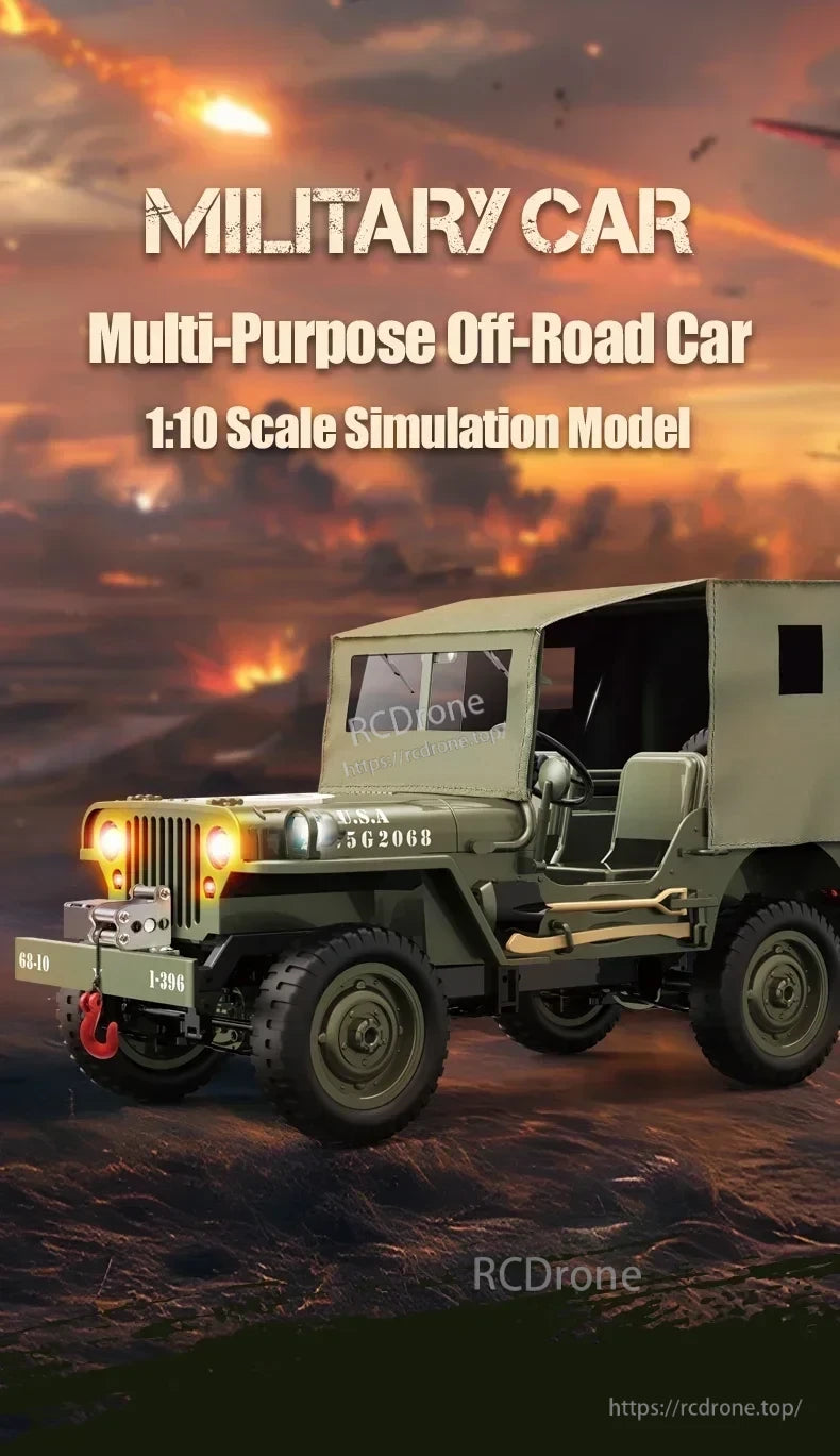 JJRC C8815 1/10 WILLYS JEEP RC Car, Military Car Multi-Purpose Off-Road 1:10 Scale Simulation Model