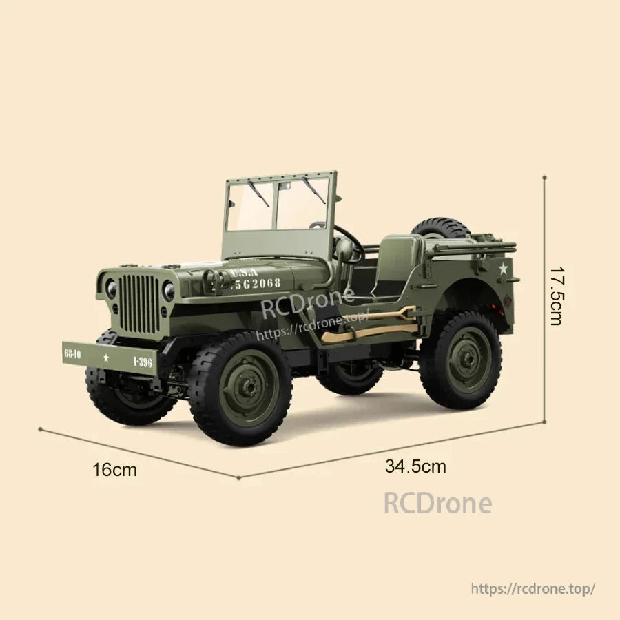 JJRC C8815 1/10 WILLYS JEEP RC Автомобіль, 4WD RTR військовий JJRC C8815 1/10 WILLYS JEEP RC Автомобіль, 4WD RTR військовий