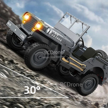JJRC C8815 1/10 WILLYS JEEP RC Car, JJRC C8815 1/10 scale Willys Jeep RC car with 4WD, LED lights, 2.4G control, 60m range, 7.4V battery, and 30° climbing ability.
