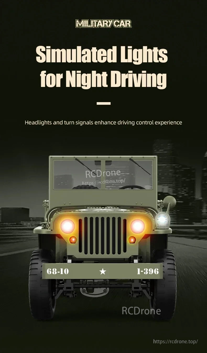 JJRC C8815 1/10 WILLYS JEEP RC Car, Military Car Simulated Lights for Night Driving