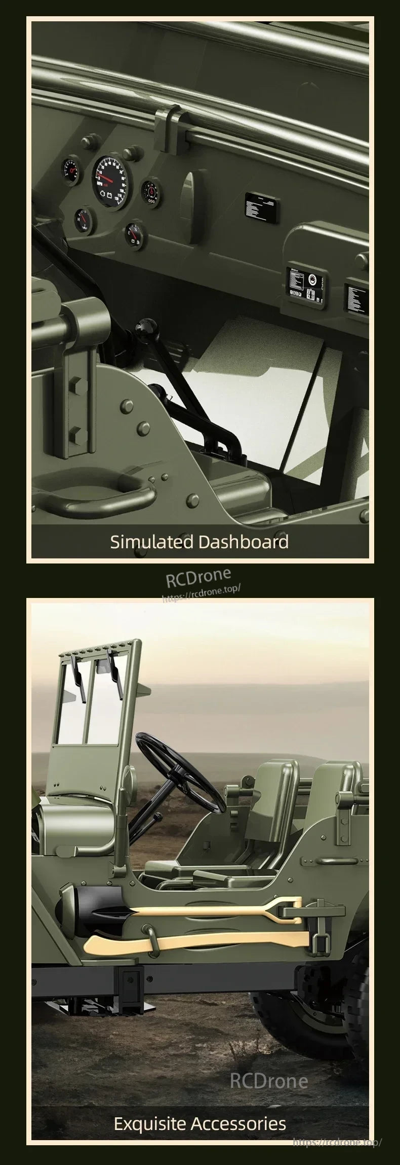 JJRC C8815 1/10 WILLYS JEEP RC Car, A package containing a 2.4GHz remote control for a full-proportional pistol.