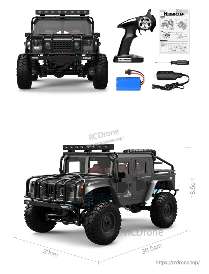 JJRC Q121 RC CAR, The off-road vehicle has a metal-reinforced chassis, metal drive shafts, and a strong motor, making it suitable for climbing and trail driving.